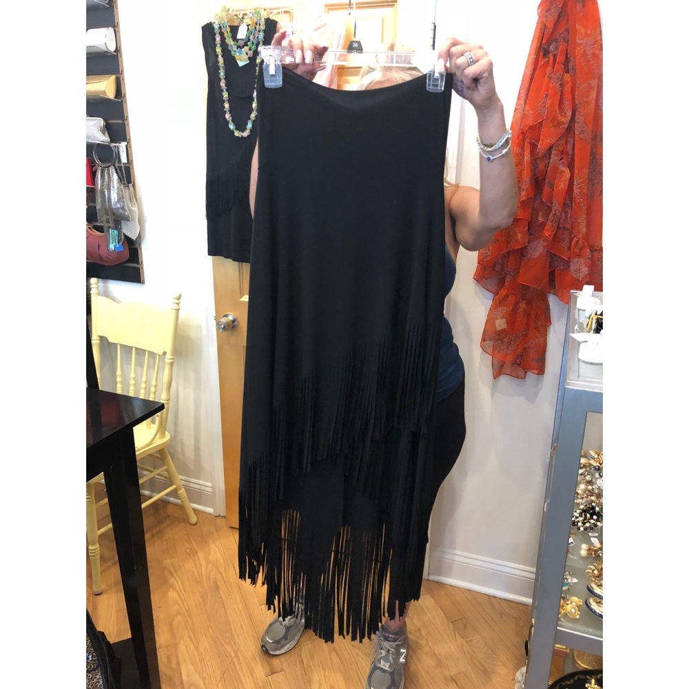 Joseph Ribkoff Black fringed skirt
